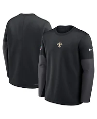 Nike Men's Black New Orleans Saints Sideline Coach Therma-fit Long Sleeve T-Shirt