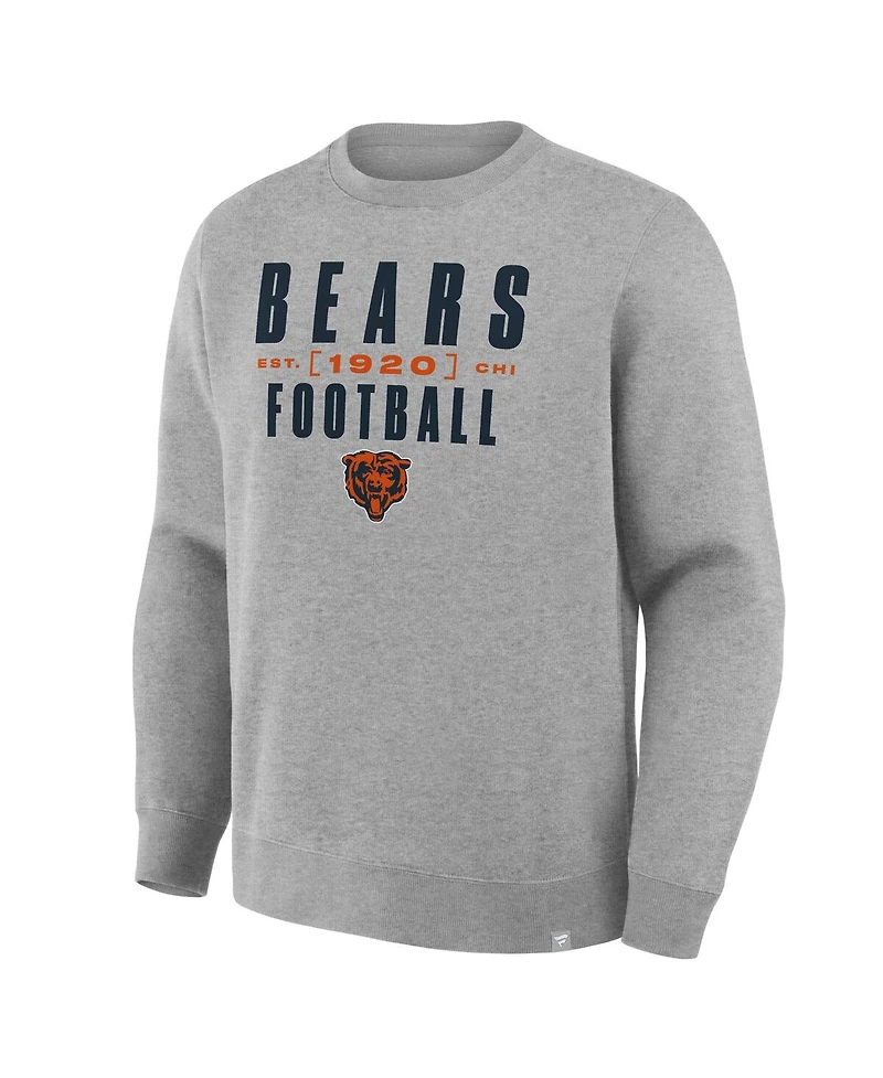Fanatics Men's Heather Gray Chicago Bears Powerful Throw Legacy Pullover Sweatshirt