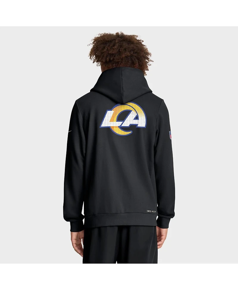 Nike Men's Black Los Angeles Rams Sideline Standard Issue Utility Player Dri-fit Full-Zip Hoodie