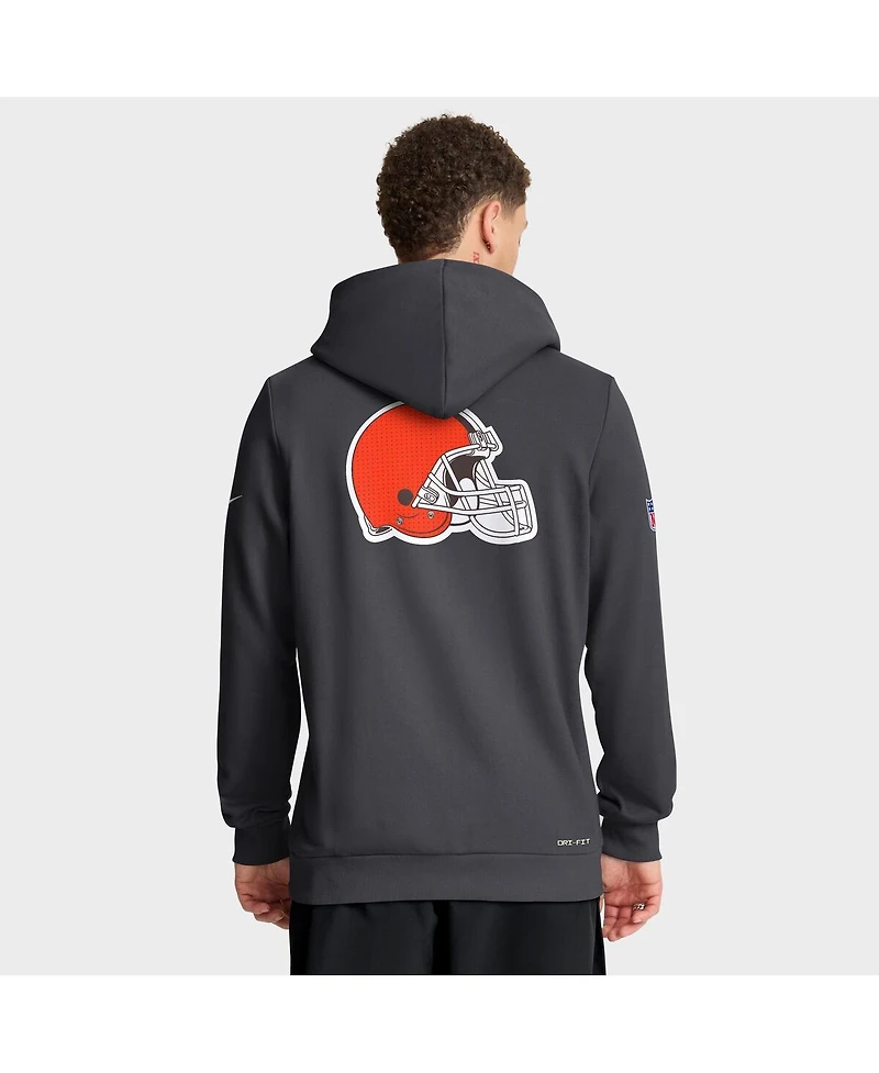 Nike Men's Anthracite Cleveland Browns Sideline Standard Issue Utility Player Dri-fit Full-Zip Hoodie