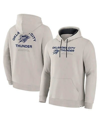 Fanatics Men's Cream Oklahoma City Thunder Crossover Collection Blocked Shot Premium Pullover Hoodie