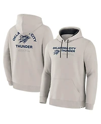Fanatics Men's Cream Oklahoma City Thunder Crossover Collection Blocked Shot Premium Pullover Hoodie