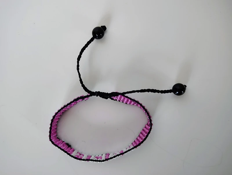 Breast Cancer Awareness Handmade Beaded Bracelet – Pink with White Hope