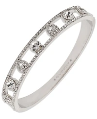 Givenchy Rhodium Crystal Stone Silver-Tone Pear Bangle Bracelet