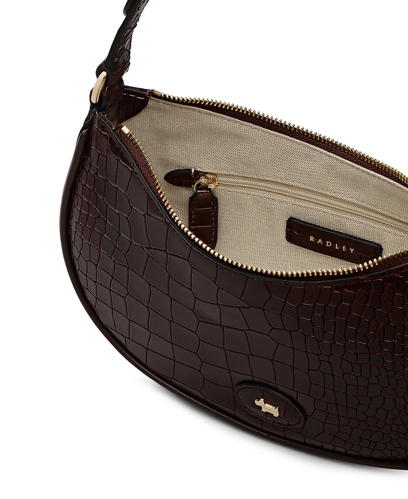 Radley London Heath Crescent Croc Small Ziptop Shoulder Bag