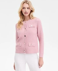 Anne Klein Womens Glitz Lady Crewneck Cardigan Mid Rise Wide Leg Pull On Pants