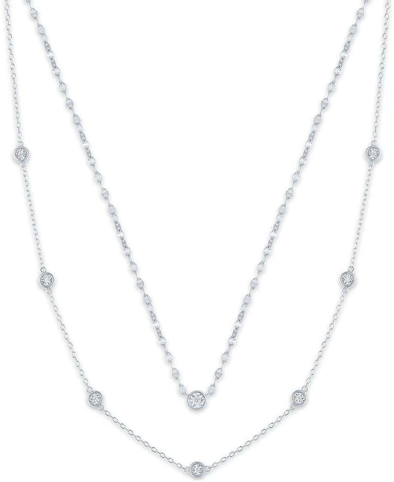 Macy's 2-Pc. Diamond Necklace Set (1/6 ct. t.w.) in 14K Yellow Gold over Sterling Silver or Sterling Silver