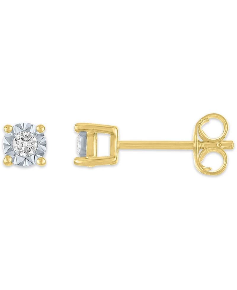 Macy's 3-Pc. Diamond Earrings Set (1/5 ct. t.w.) in 14k Yellow Gold Over Sterling Silver