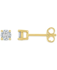 Macy's 3-Pc. Diamond Earrings Set (1/5 ct. t.w.) in 14k Yellow Gold Over Sterling Silver