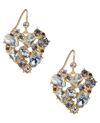 Patricia Nash Multi-Stone Matte Gold-Tone Heart Drop Earrings