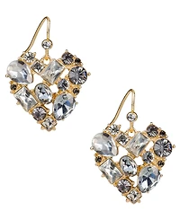 Patricia Nash Multi-Stone Matte Gold-Tone Heart Drop Earrings