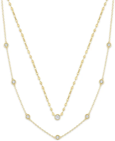 Macy's 2-Pc. Diamond Necklace Set (1/6 ct. t.w.) 14K Yellow Gold over Sterling Silver or