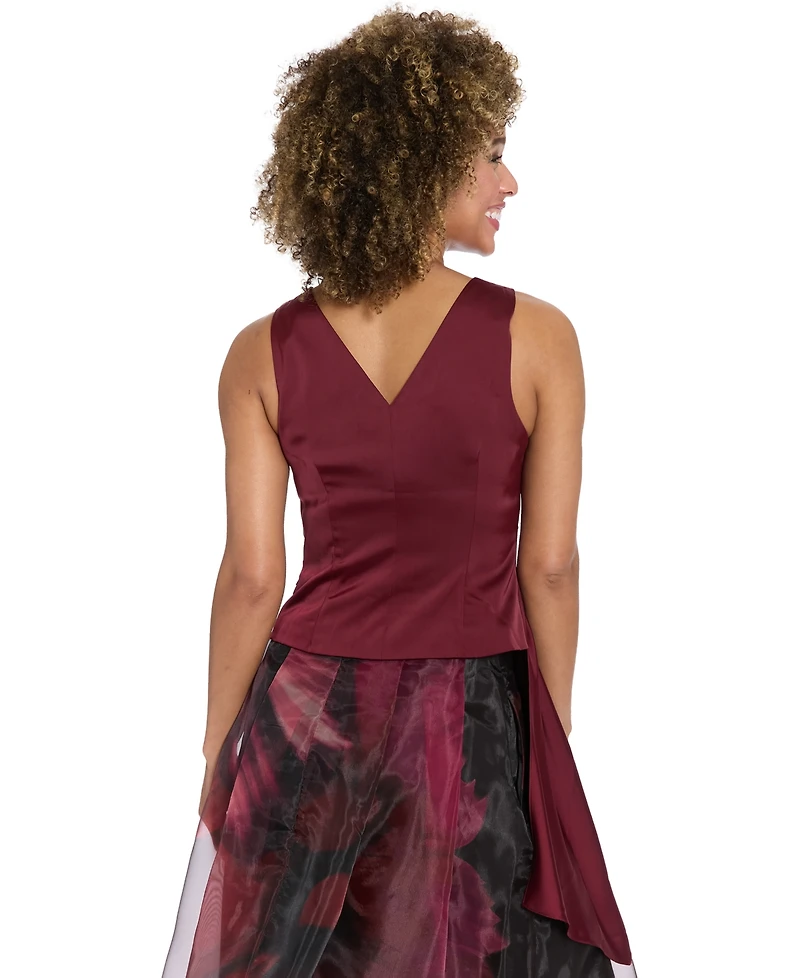 Muse Women's Asymmetrical Pleated V-Neck Top