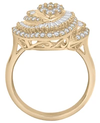 Wrapped in Love Diamond Round (0.71 ct. t.w.) and Baguette (0.29 ct. t.w.) Cluster Ring in 14K Yellow Gold