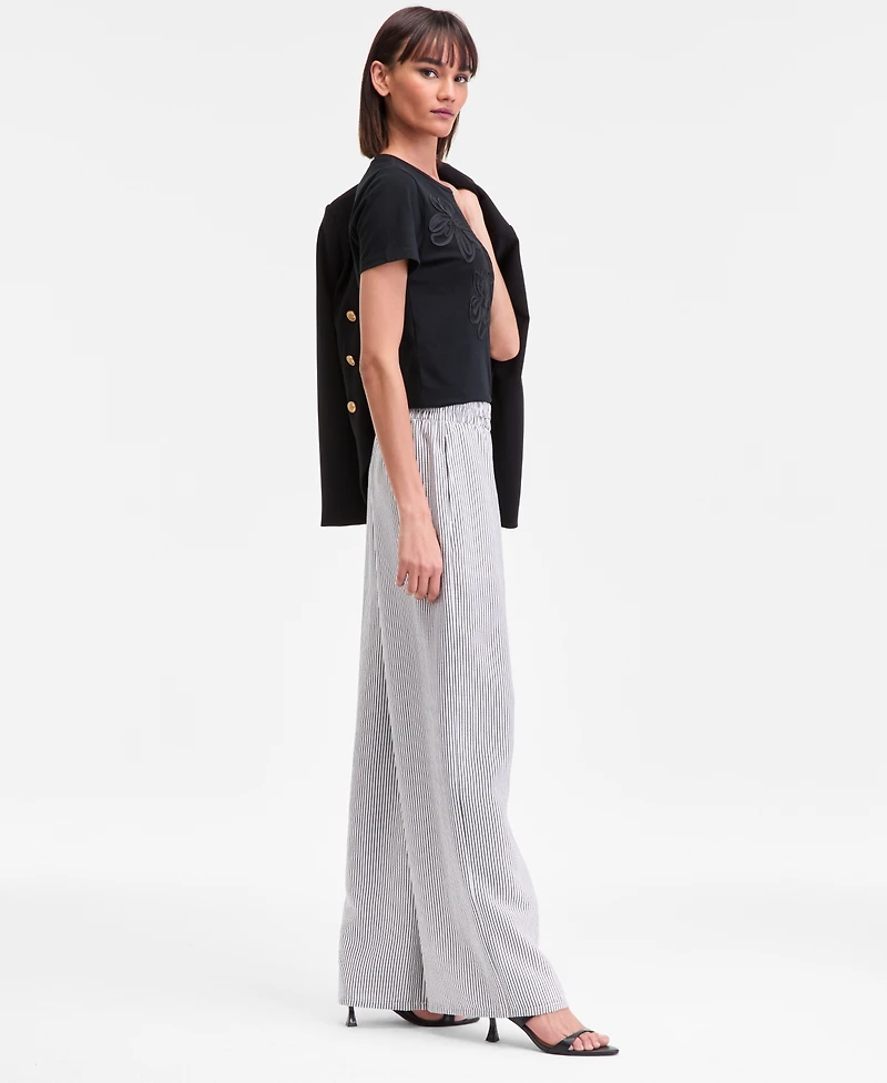 I.n.c. International Concepts Women's Striped Pull-On Wide-Leg Pants, Macy's Exclusive