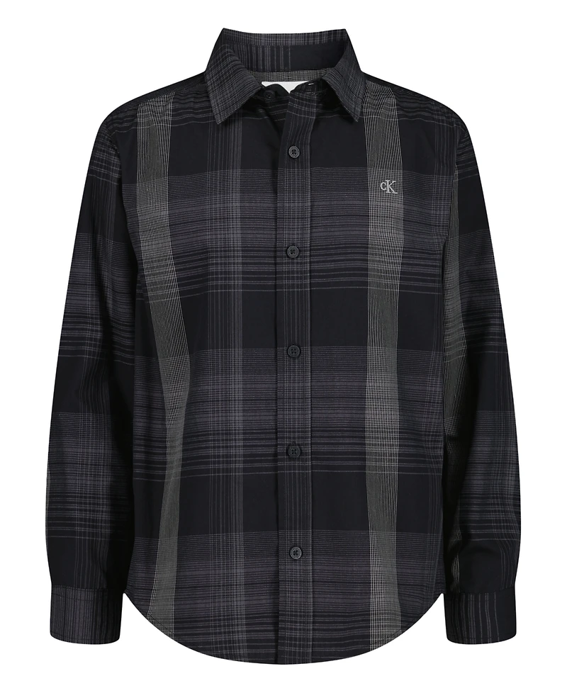 Calvin Klein Boys 8-20 Ck Intricate Plaid Long Sleeve Shirt