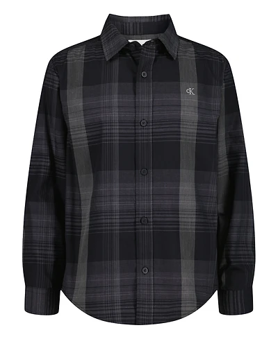 Calvin Klein Boys 8-20 Ck Intricate Plaid Long Sleeve Shirt