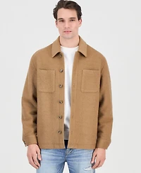 Guess Men's Furry Button-Front Shirt Jacket