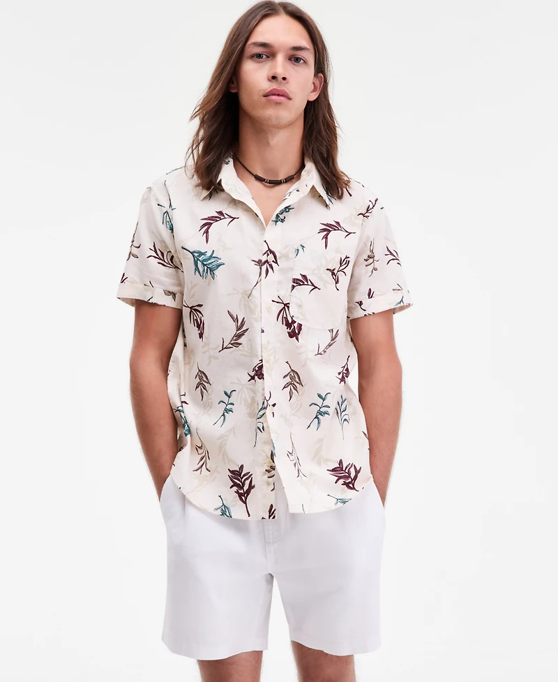 Sun + Stone Men's Orion Leaf Short-Sleeve Button-Up Shirt, Macy's Exclusive