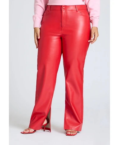 Eloquii Women's Slit Hem Faux Leather Pant