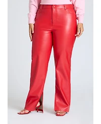 Eloquii Women's Slit Hem Faux Leather Pant