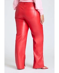 Eloquii Women's Slit Hem Faux Leather Pant