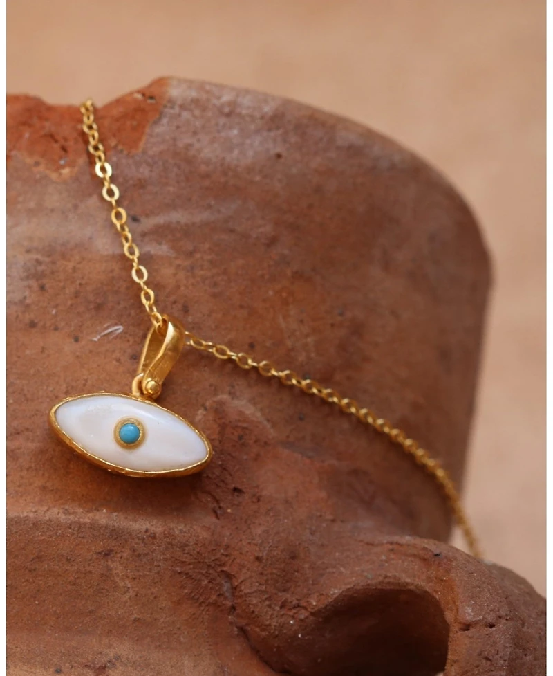 Ottoman Hands Aretha Mother Of Pearl Eye Pendant Necklace