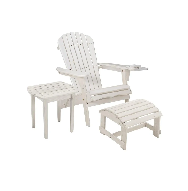 Jiallo Foldable Adirondack Chair With Cup Holder Bristro Set With Ottoman