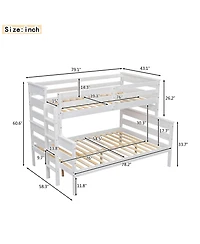 Wood Twin over Full Bunk Bed with Ladder