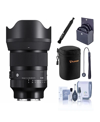 Sigma 50mm f/1.2 Dg Dn Art Lens for L Mount, Bundle with 72mm Filter Kit, Soft Lens Case, Lens Cleaner, Lens Cap Tether and Cleaning Kit