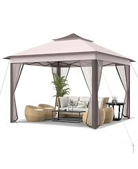 Gymax 11 x 11 ft Pop up Gazebo 2-Tier Patio Canopy Tent Shelter w/ Carrying Bag