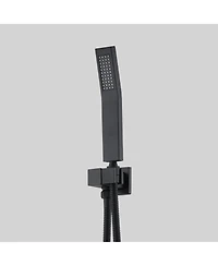 Rainsken Ceiling Mounted Shower System Combo Set with Handheld and 10"Shower head, Matte Black