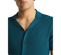 Nautica Men's Short Sleeve Button-Front Camp Sweater
