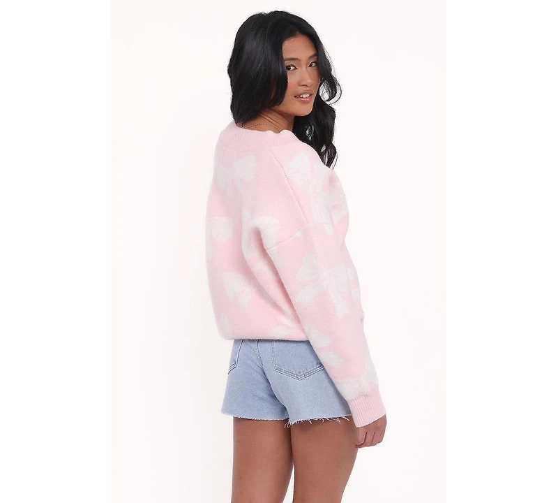 Petal and Pup Women's Wrenn Bow Knit Cardigan - Soft Pink