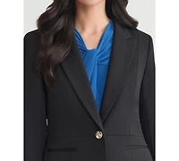 Kasper Women's Peak-Lapel Peplum One-Button Blazer, Regular & Petite