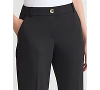 Kasper Women's Mid-Rise Faux-Fly Straight Pants, Regular & Petite