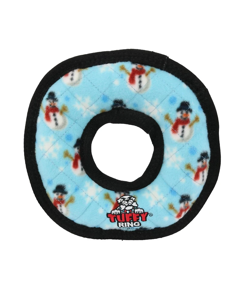 Tuffy Holiday Medium Ring Snowman 2 Pack, Durable Plush Squeaky Dog Toy