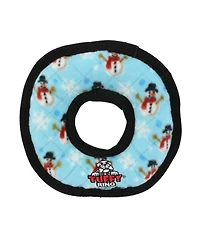 Tuffy Holiday Medium Ring Snowman 2 Pack, Durable Plush Squeaky Dog Toy