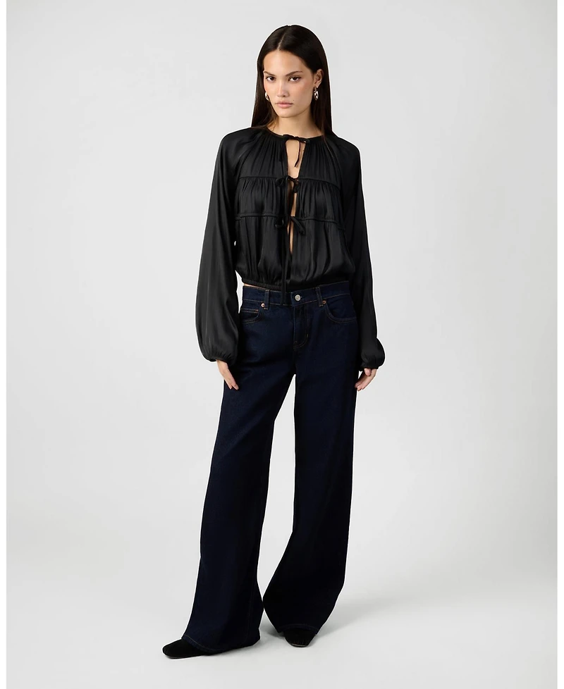WeWoreWhat Women's Cocoon Sleeve Front Tie Top