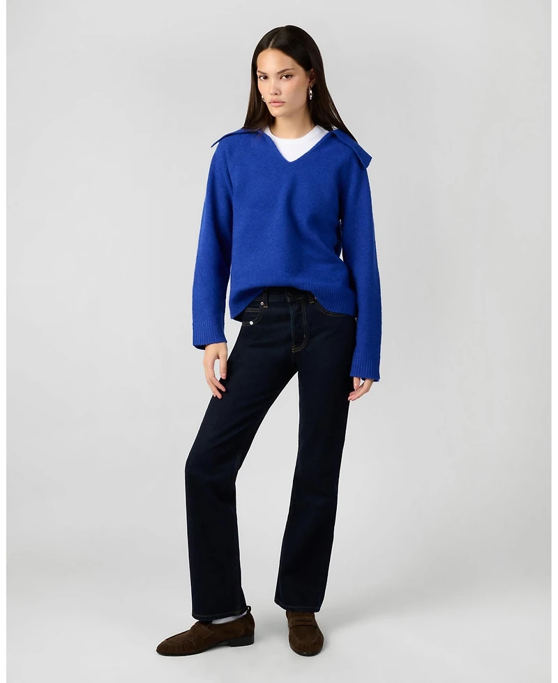 WeWoreWhat Women's Collar V Neck Sweater