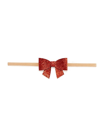 Sweet Wink Baby Girl's Red Glitter Bow Baby Headband
