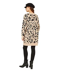 Yumi Women's leopard print Intarsia Long Cardigan