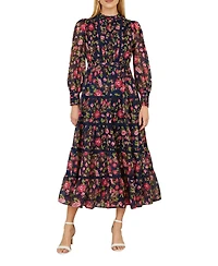 Yumi Blossom Print Lace Trim Maxi Dress
