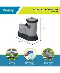 Bestway Flowclear 1,500 Gph 120V Above Ground Swimming Pool Water Filter Pump