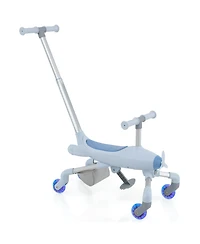 2-in-1 Kids Ride On Push Car with Led Lighted Wheels and Storage