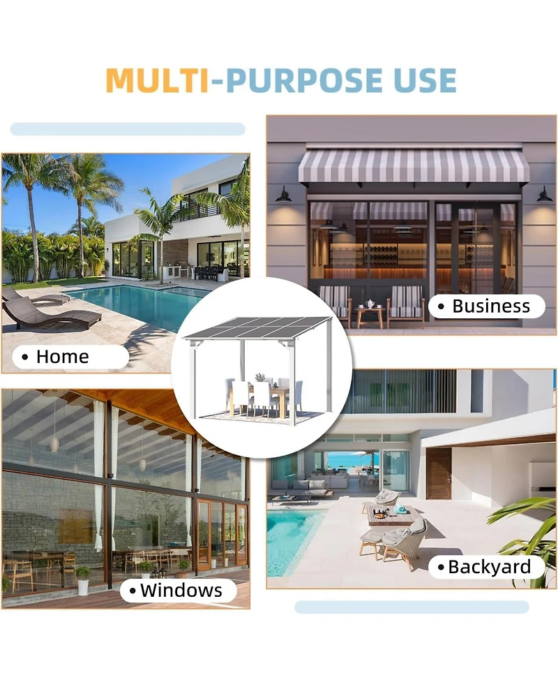 Aecojoy 8'x8' Wall Mounted Gazebos Pergola