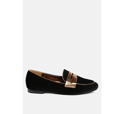 London Rag Malta Penny Strap Velvet Loafers Women