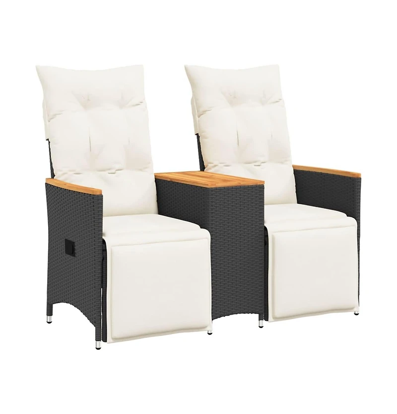 Reclining Garden Sofa Black, Cream White
