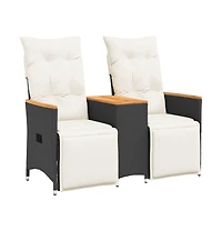 Reclining Garden Sofa Black, Cream White