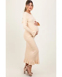 Pinkblush Black Ribbed Knit Bow Back Maternity Maxi Dress